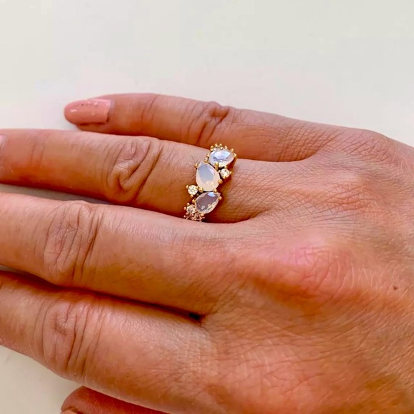 White moonstone yellow gold plated ring - Picture 7 of 7